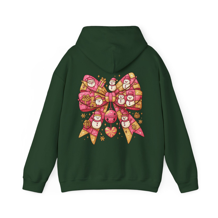 Coquette Pink Patchwork Bow Girly Holiday Hoodie S-5XL