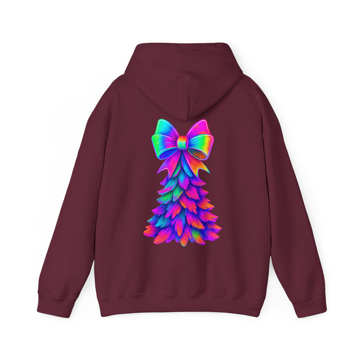 Christmas Tree Coquette Pastel Pink Bow Holiday Hoodie S-5XL
