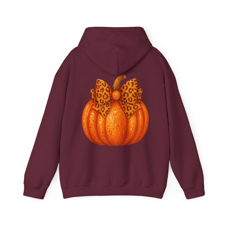Pink Pumpkin Coquette Bow Faux Glitter Autumn Hoodie S-5XL
