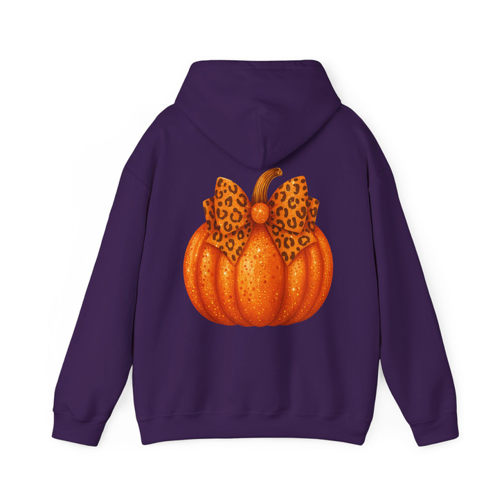 Pink Pumpkin Coquette Bow Faux Glitter Autumn Hoodie S-5XL
