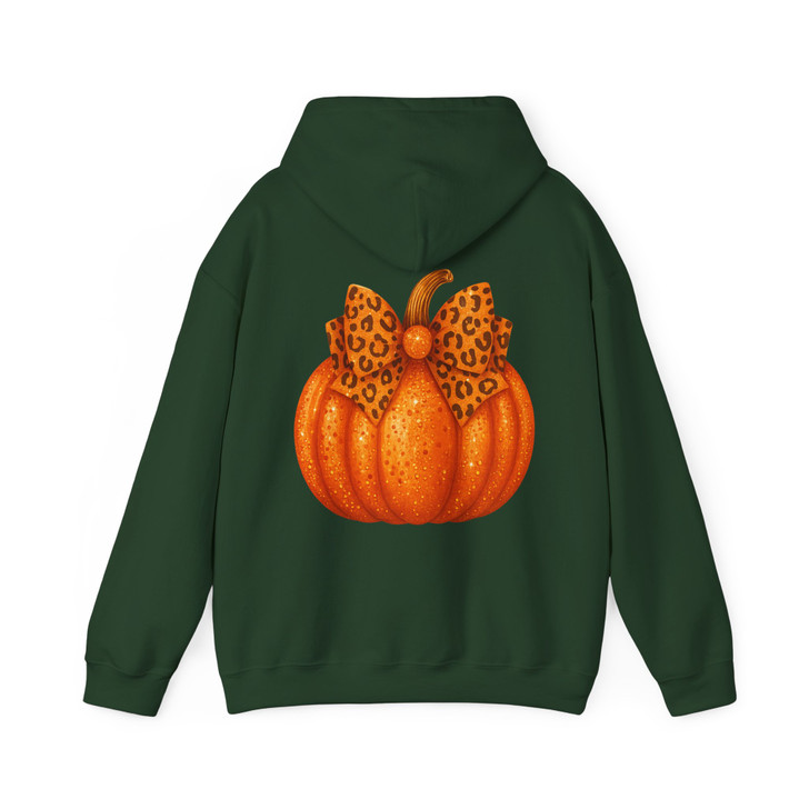 Pink Pumpkin Coquette Bow Faux Glitter Autumn Hoodie S-5XL