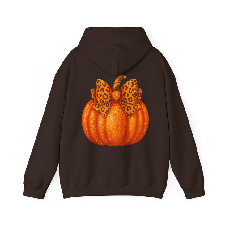 Pink Pumpkin Coquette Bow Faux Glitter Autumn Hoodie S-5XL