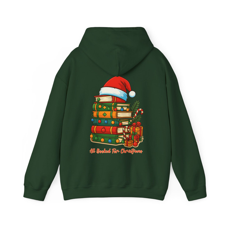 All Booked For Xmas Book Lover Stack Santa Hat Hoodie S-5XL