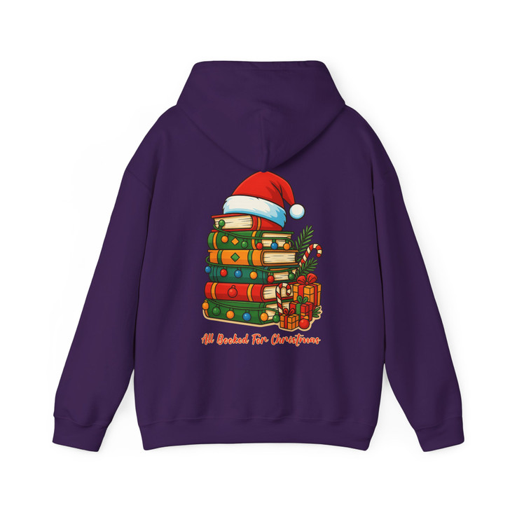 All Booked For Xmas Book Lover Stack Santa Hat Hoodie S-5XL
