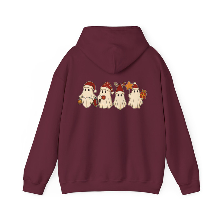 Retro Santa Ghost Cute Xmas Holiday Hoodie S-5XL