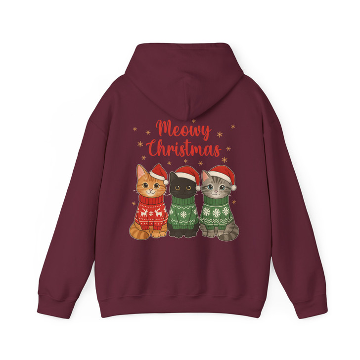 Meowy Christmas Cats Cute Kittens Holiday Sweater Hoodie S-5XL