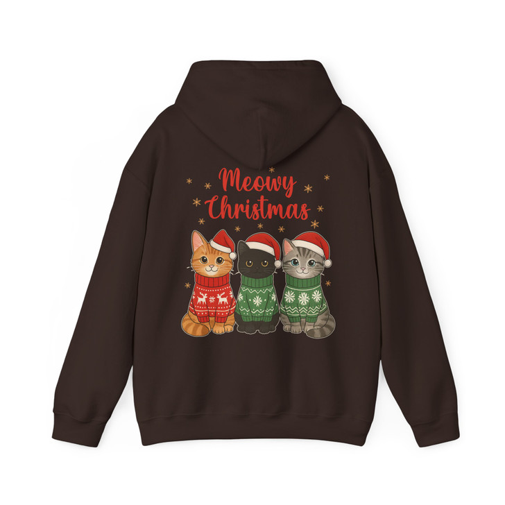 Meowy Christmas Cats Cute Kittens Holiday Sweater Hoodie S-5XL