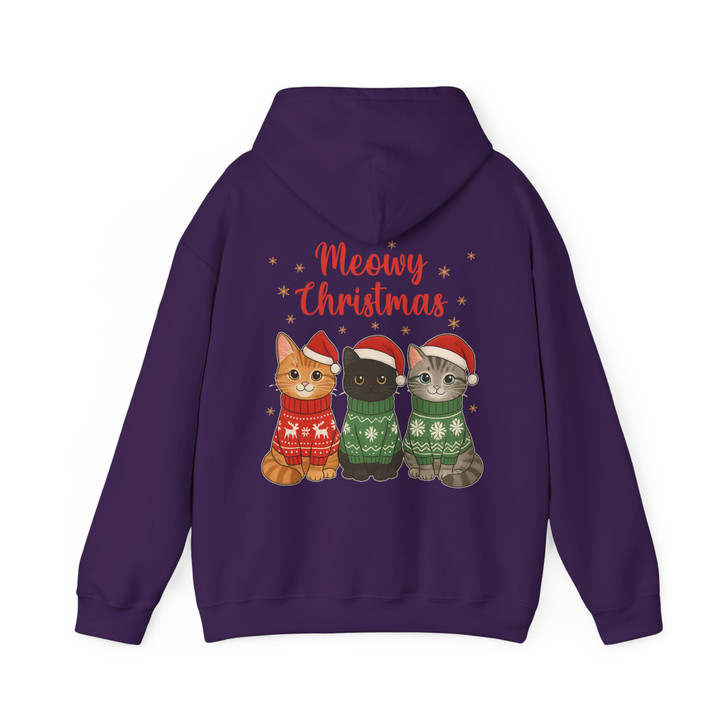 Meowy Christmas Cats Cute Kittens Holiday Sweater Hoodie S-5XL