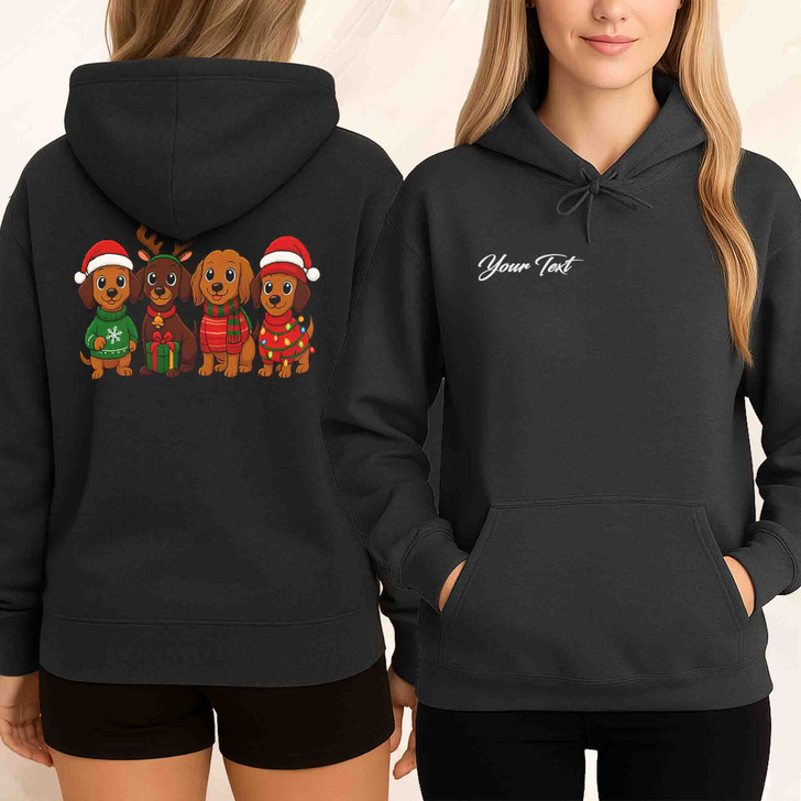 Christmas Dachshund Funny Holiday Dog Hoodie S-5XL