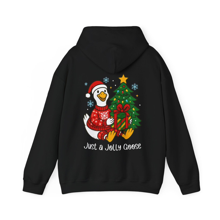 Jolly Christmas Goose Funny Cozy Santa Goose Hoodie S-5XL