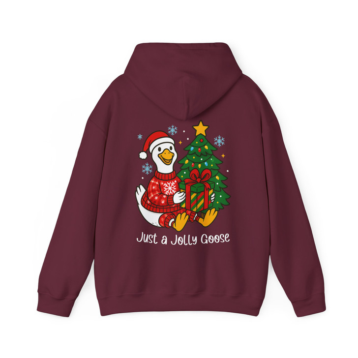 Jolly Christmas Goose Funny Cozy Santa Goose Hoodie S-5XL