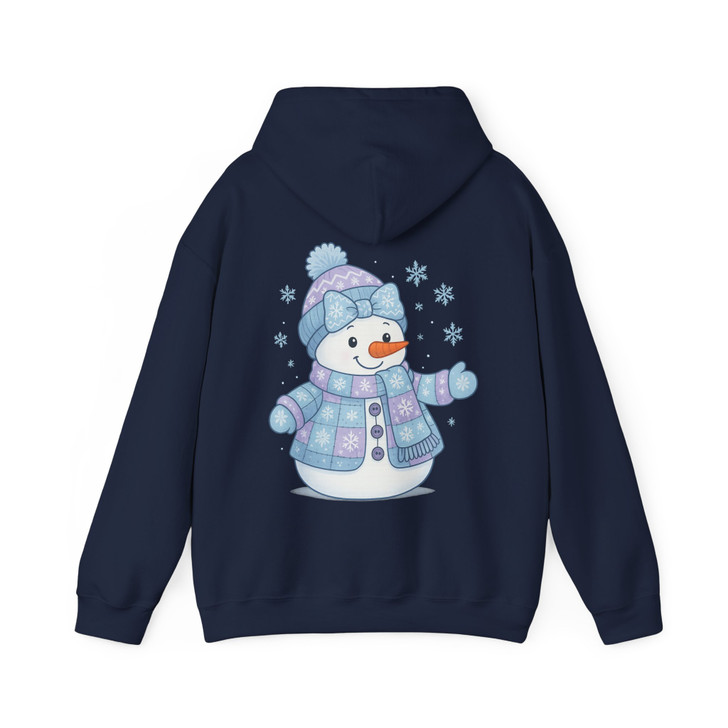 Cute Patchwork Snowman Girly Pink Winter Hoodie S-5XL