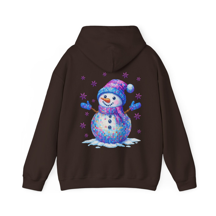 Colorful Christmas Disco Snowman Girly Holiday Hoodie S-5XL