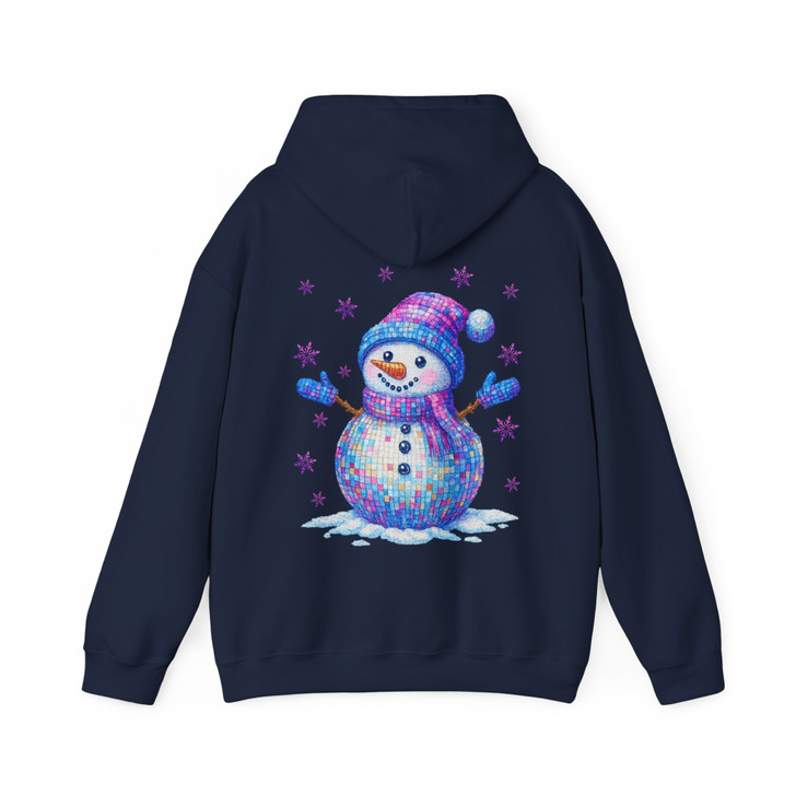 Colorful Christmas Disco Snowman Girly Holiday Hoodie S-5XL