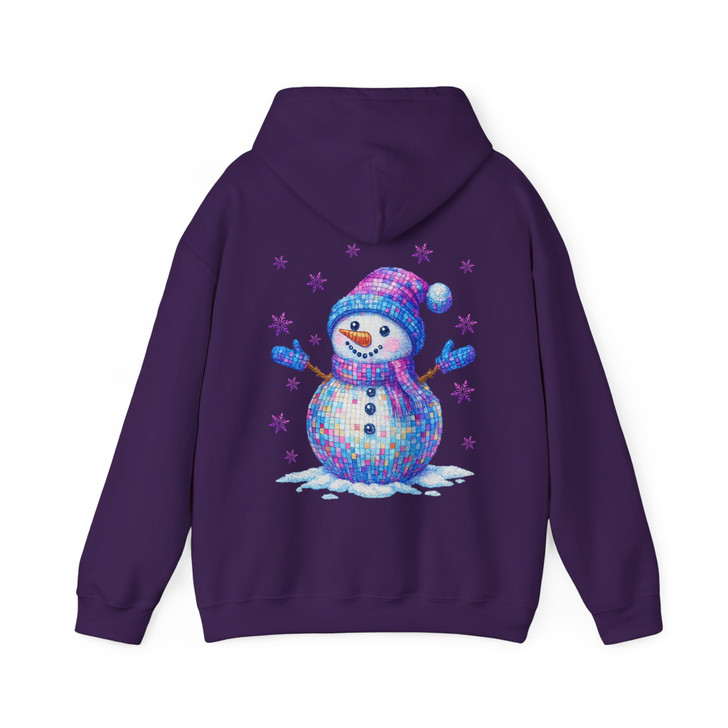 Colorful Christmas Disco Snowman Girly Holiday Hoodie S-5XL