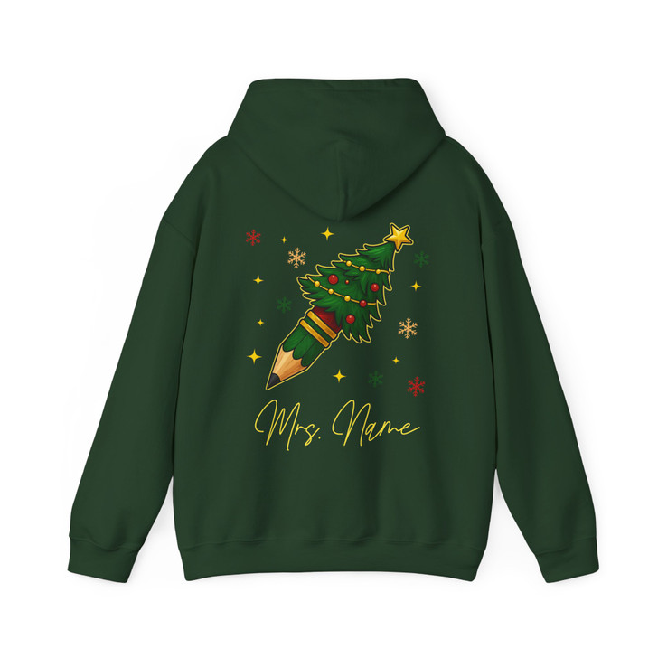 Coquette Christmas Pencil Holiday Teacher Hoodie S-5XL