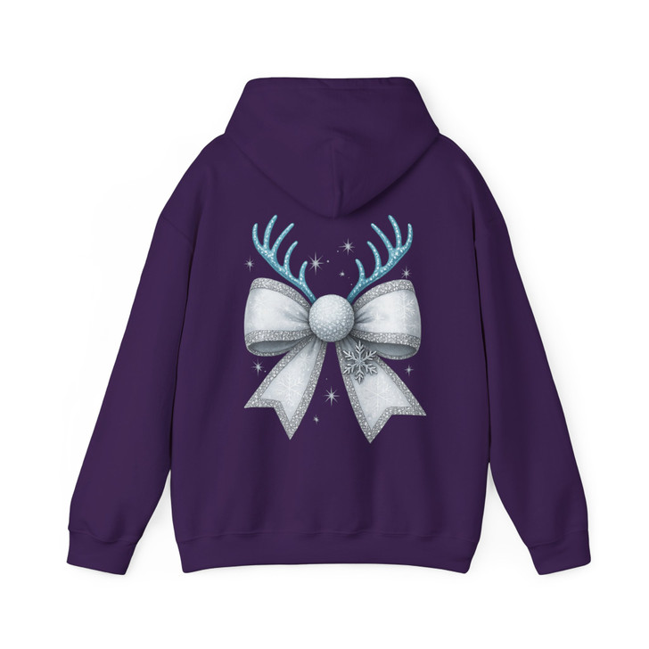 Leopard Rhinestone Christmas Bow Coquette Holiday Hoodie S-5XL
