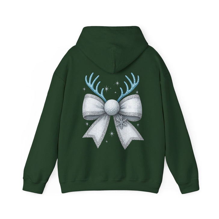 Leopard Rhinestone Christmas Bow Coquette Holiday Hoodie S-5XL