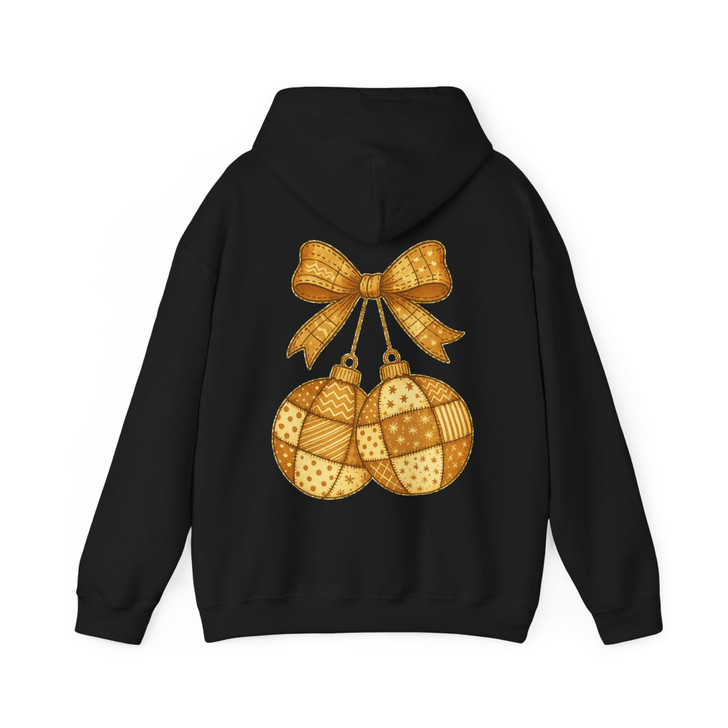 Disco Ball Coquette Christmas Bow Holiday Ornament Hoodie S-5XL