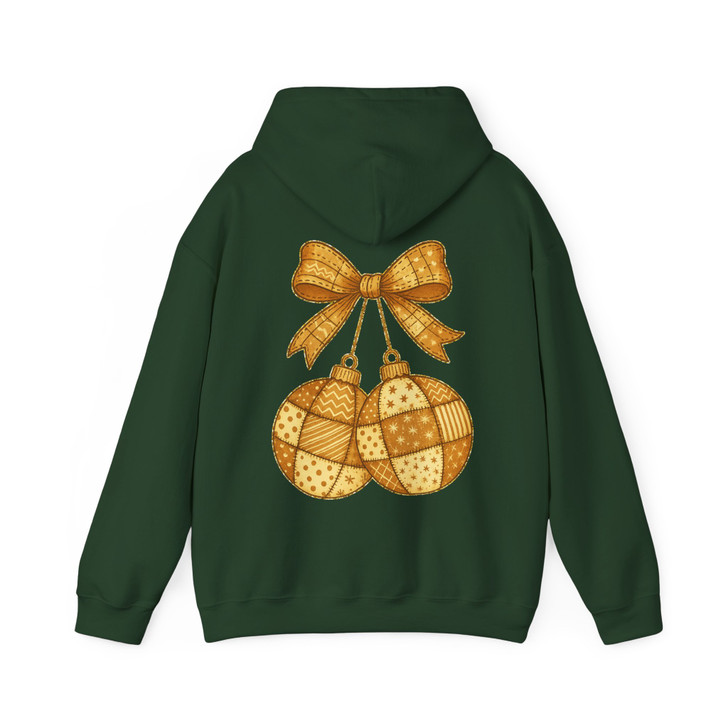 Disco Ball Coquette Christmas Bow Holiday Ornament Hoodie S-5XL