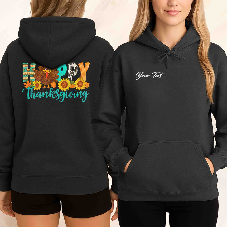 Happy Thanksgiving Cute Turkey Hoodie Adult Hoodie S-5XL