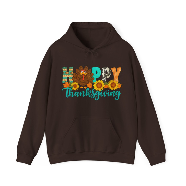 Happy Thanksgiving Cute Turkey Hoodie Adult Hoodie S-5XL