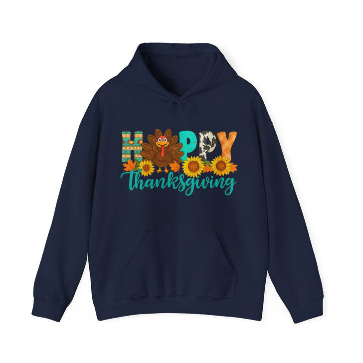 Happy Thanksgiving Cute Turkey Hoodie Adult Hoodie S-5XL