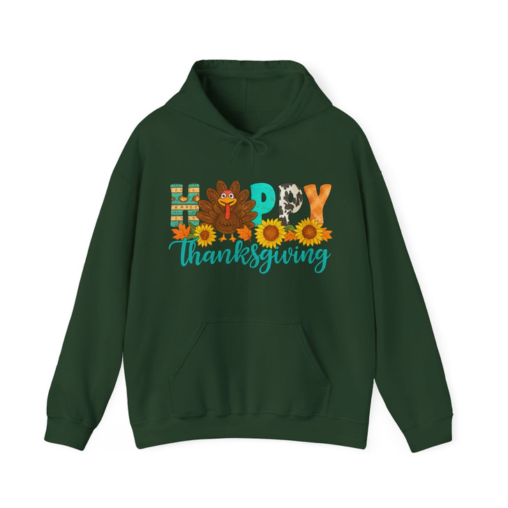 Happy Thanksgiving Cute Turkey Hoodie Adult Hoodie S-5XL