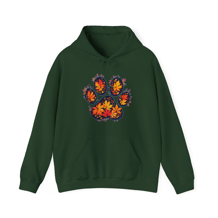 Autumn Leaves Dog Paw Fall Hoodie Adult Hoodie S-5XL