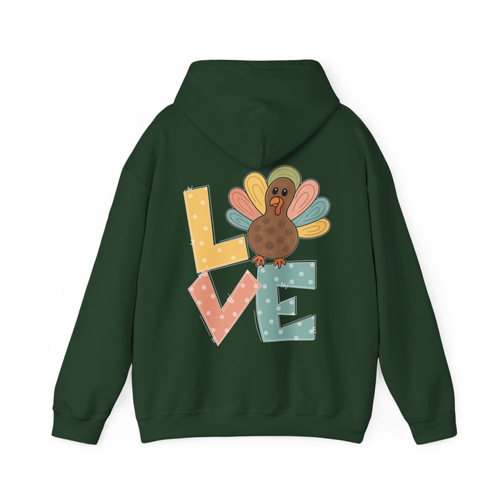 Love Turkey Cute Thanksgiving Hoodie Adult Hoodie S-5XL