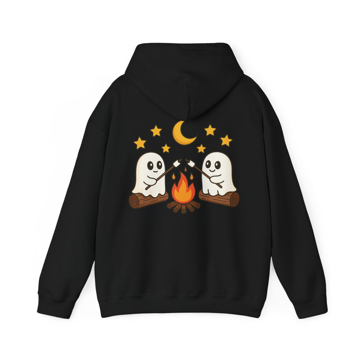 Cute Ghost Campfire Halloween Shirt Cozy Fall Hoodie S-5XL