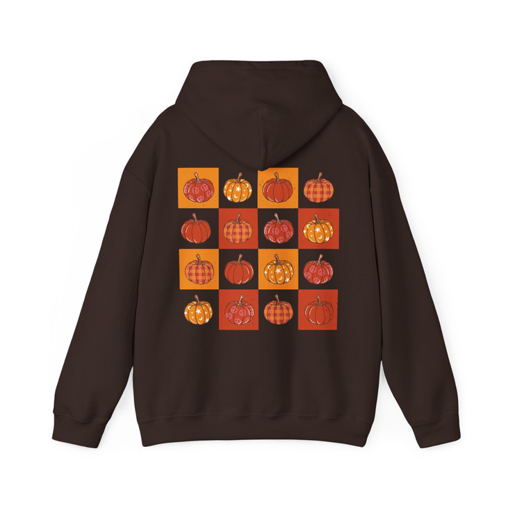 Retro Fall Pumpkins Shirt Vintage Checkered Autumn Hoodie S-5XL