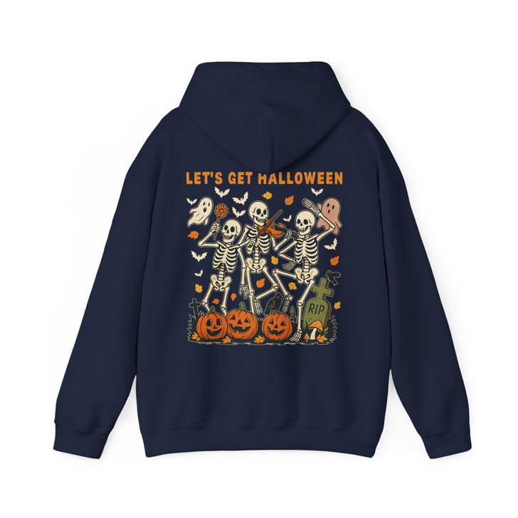 Vintage Halloween Shirt Retro Skeleton Ghost Fall Hoodie S-5XL