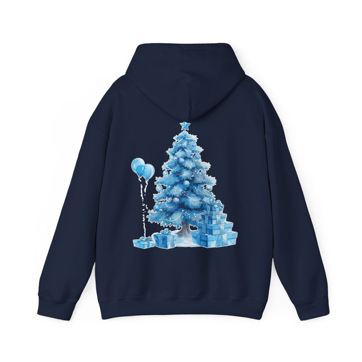 Coquette Blue Bow Christmas Tree Preppy Holiday Hoodie S-5XL