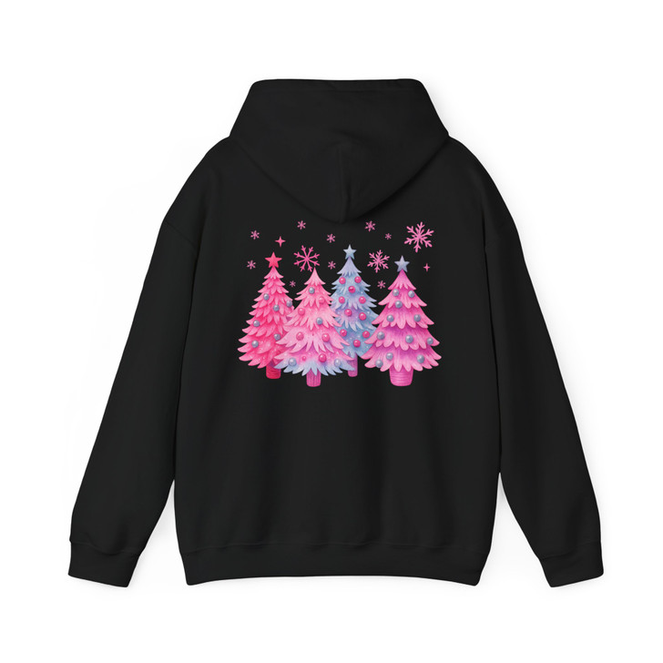 Pink Christmas Tree Cute Cozy Winter Crewneck Hoodie S-5XL