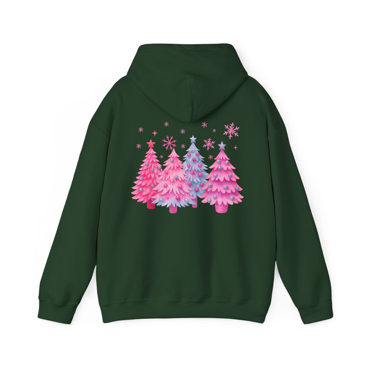 Pink Christmas Tree Cute Cozy Winter Crewneck Hoodie S-5XL