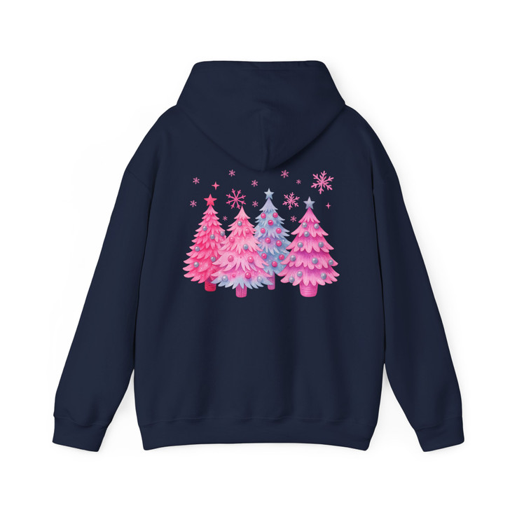 Pink Christmas Tree Cute Cozy Winter Crewneck Hoodie S-5XL