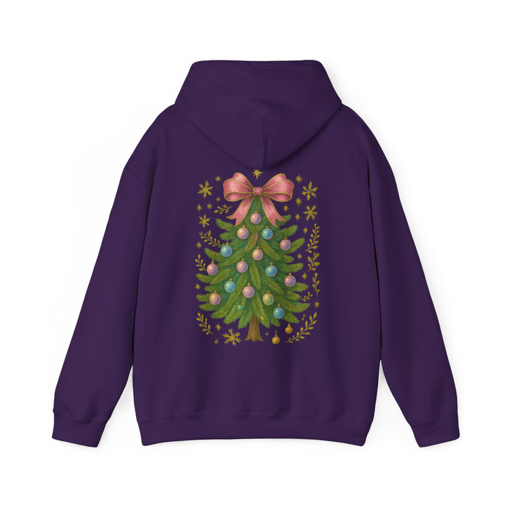 Colorful Coquette Christmas Ornament Glitter Bow Hoodie S-5XL