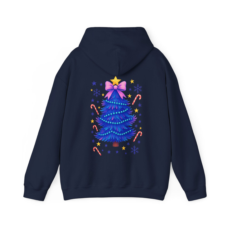 Glitter Coquette Christmas Tree Colorful Holiday Hoodie S-5XL