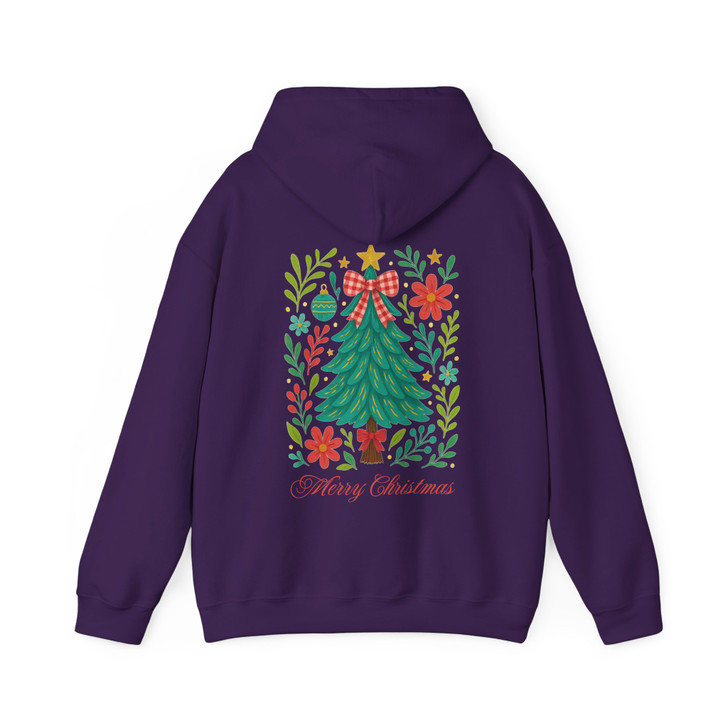 Watercolor Coquette Christmas Tree Floral Holiday Hoodie S-5XL