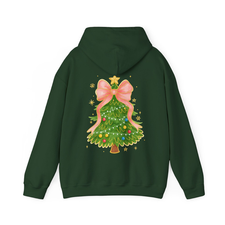 Coquette Christmas Tree Bow Festive Holiday Crewneck Hoodie S-5XL