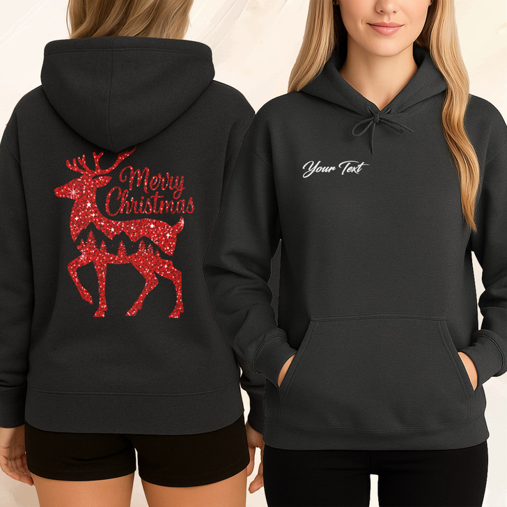 Cozy Winter Holiday Reindeer Graphic Christmas Hoodie S-5XL