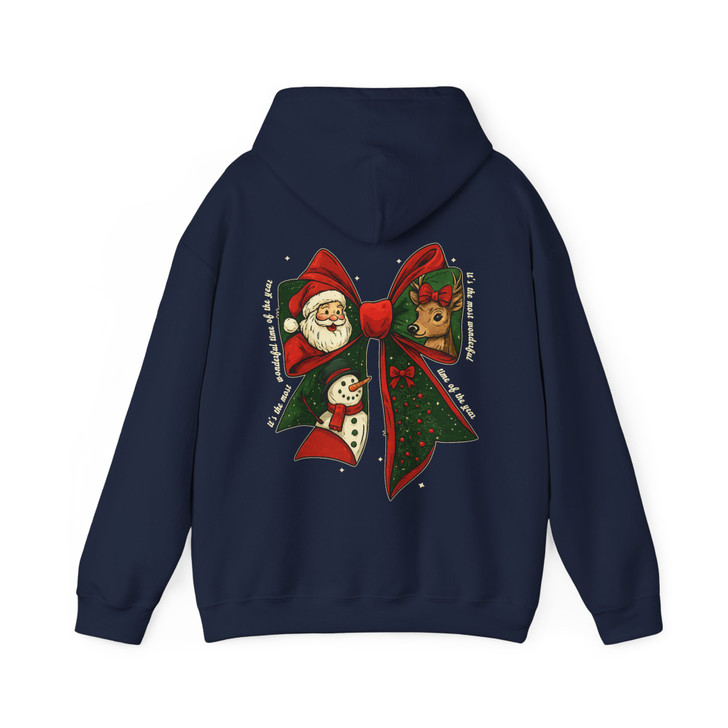 Festive Coquette Holiday Snowman Reindeer Winter Hoodie S-5XL