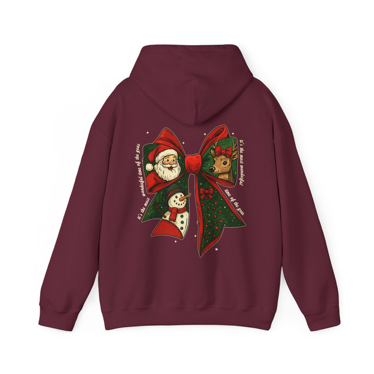 Festive Coquette Holiday Snowman Reindeer Winter Hoodie S-5XL