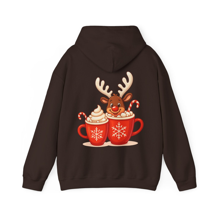 Festive Reindeer Coffee Holiday Family Hoodie S-5XL