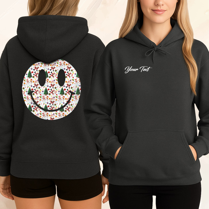 Smiley Holiday Christmas Winter Crewneck Hoodie S-5XL