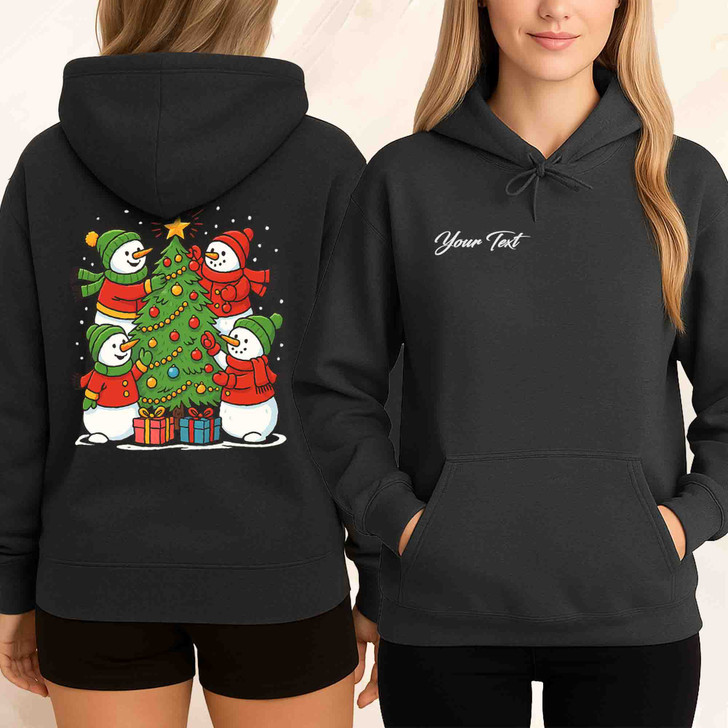 Funny Christmas Snowman Tree Holiday Crewneck Hoodie S-5XL