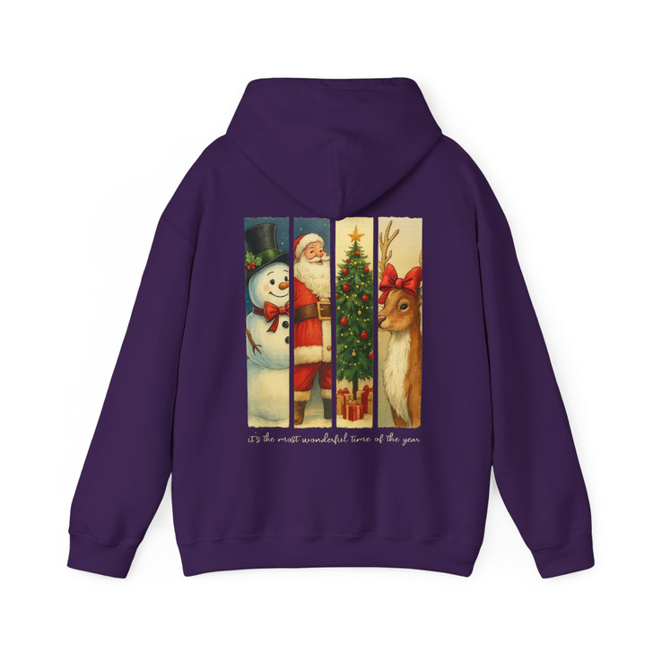 Retro Merry Christmas Pink Santa Claus Holiday Hoodie S-5XL