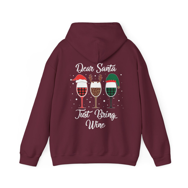 Dear Santa Just Bring Wine Funny Christmas Hoodie S-5XL