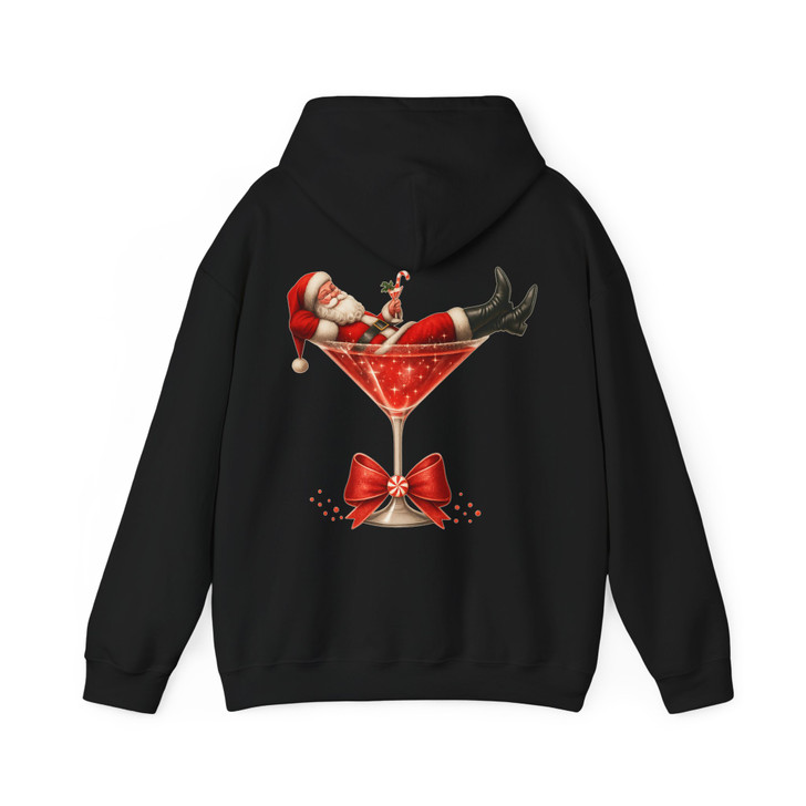 Santa's Hot Mess Funny Christmas Martini Hoodie S-5XL